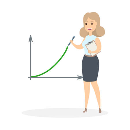 Businesswoman pointing at a growing graphのイラスト素材