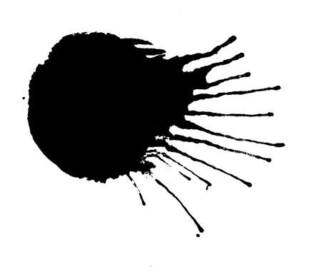 Black ink splash or drop made with brush. Ink splatter. Isolated vector illustrationのイラスト素材