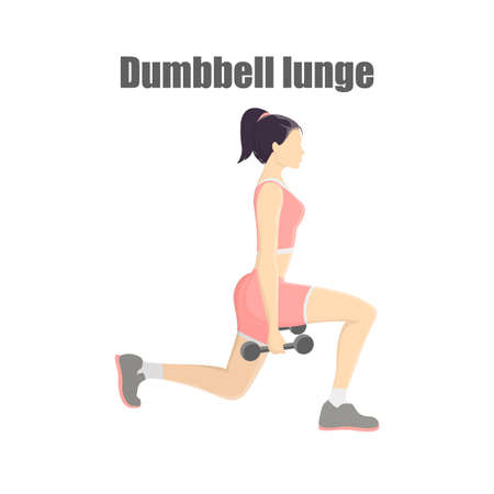 Woman making lunges with dumbbellsのイラスト素材