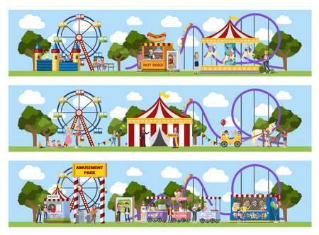 Amusement park illustrationのイラスト素材