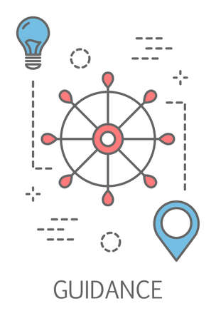 Guidance concept. Coaching, education, motivation and improvement. Idea of support and business training. Isolated line vector illustrationのイラスト素材