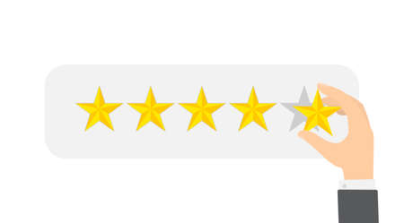 Rating concept. People leave feedback and comment content. Idea of customer review. Positive and negative rating. Isolated vector flat illustrationのイラスト素材