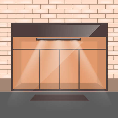 Empty store interior with glass entrance doors.のイラスト素材