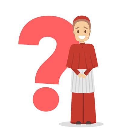 Bishop in red and white clothes standingのイラスト素材