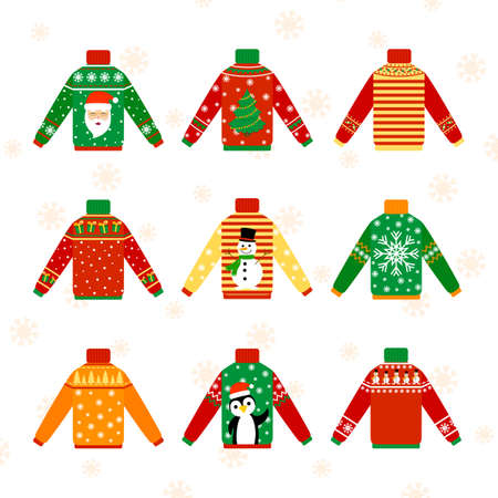 Cute warm christmas sweater for winter setのイラスト素材
