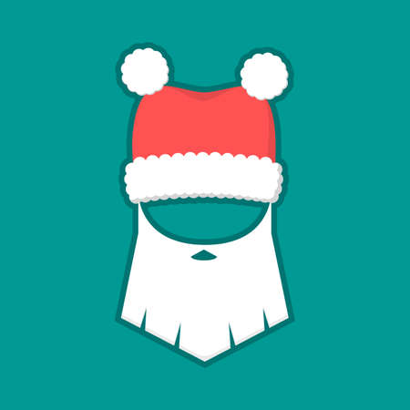 Santa Claus mask with red hat, moustache and white beard. Element of christmas costume. Flat vector illustrationのイラスト素材