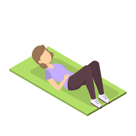 Woman doing ABS exercise for athletic bodyのイラスト素材