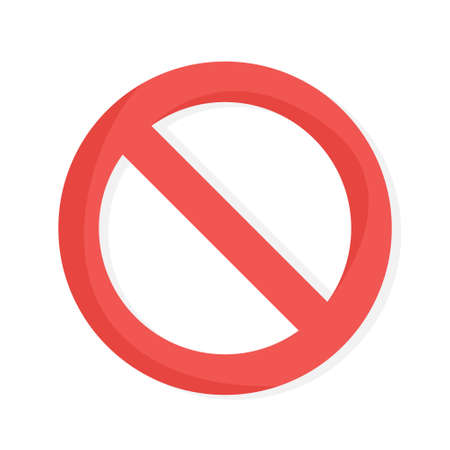 No red sign. Circular forbidden sign. Symbol of something is prohibited. Isolated flat vector illustrationのイラスト素材