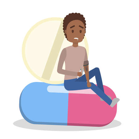 Man with drug addiction. Danger for healthのイラスト素材