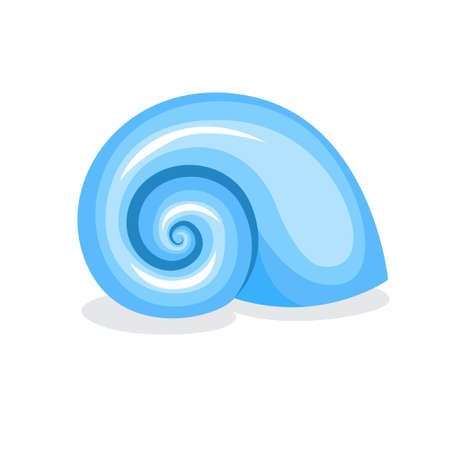 Blue seashell. Beautiful marine object. Spiral shapeのイラスト素材