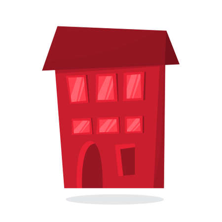 Paper red christmas house. Cute building. Apartmentのイラスト素材