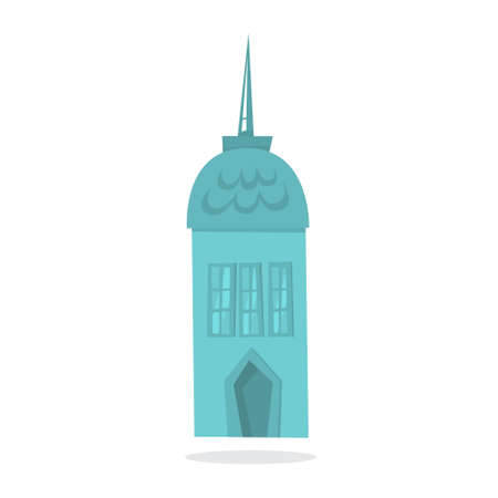 Paper blue christmas house. Cute building. Apartmentのイラスト素材