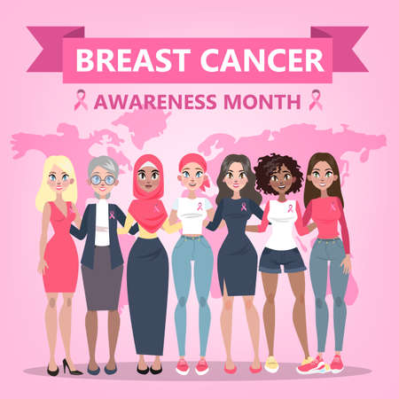 Breast cancer awareness month. A pink ribbonのイラスト素材