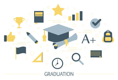 Graduation concept. Idea of education and knowledgeのイラスト素材