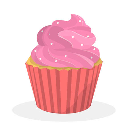 Sweet tasty cupcake for birthday party celebration. Delicious dessert with cream. Muffin snack....
