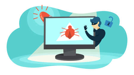 Thief steal personal data with password. Cyber crimeのイラスト素材