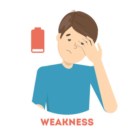 Tired man with lack of energy. Weakのイラスト素材