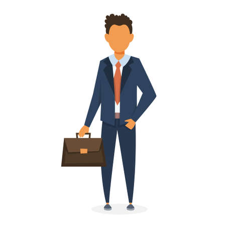 Businessman in suit standing with a briefcaseのイラスト素材