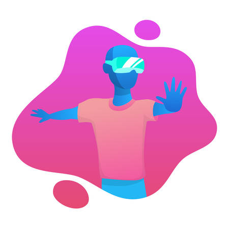 Virtual and augmented reality concept. Vr glasses and other tools for playing game. Future technology . Digital innovation. Isolated flat vector illustrationのイラスト素材