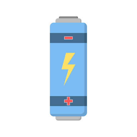 Battery symbol. Idea of charge, energy and power. Accumulator. Full charge. Isolated vector illustration in cartoon styleのイラスト素材