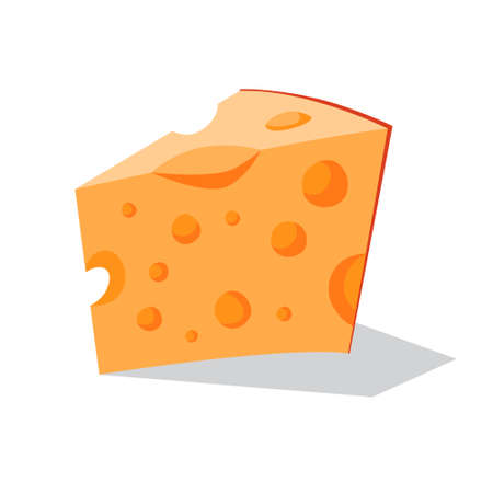 Piece of a yellow cheese. Dairy productのイラスト素材