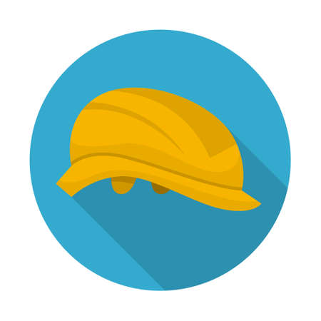 Construction safety helmet. Yellow engineer hat. Head protection for builder. Isolated vector illustration in cartoon styleのイラスト素材