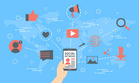 Social network concept. Global technology and worldwideのイラスト素材