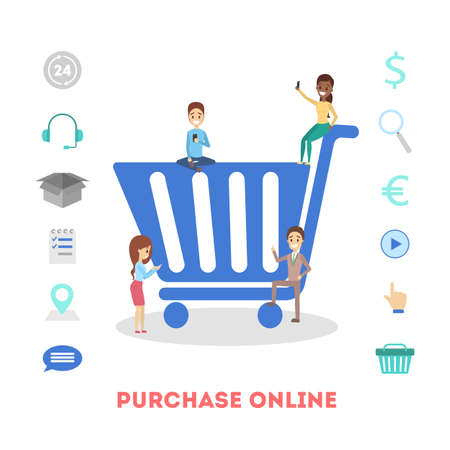 Online shopping web banner. Customer service conceptのイラスト素材