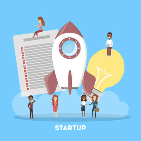 Rocket launch as a metaphor of startupのイラスト素材