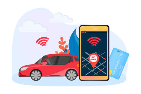 Car sharing service concept. Idea of vehicleのイラスト素材