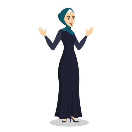 Arab business woman. Lady in a hijab standingのイラスト素材