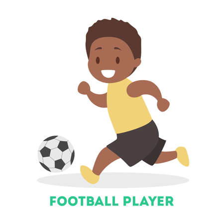 Little boy play football. Childplayer in sportのイラスト素材