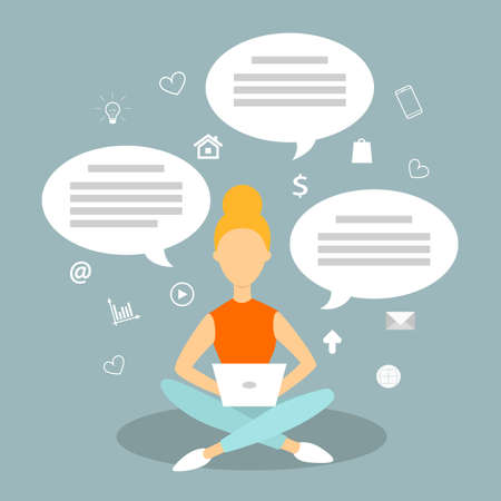 Woman chat in internet on the laptopのイラスト素材