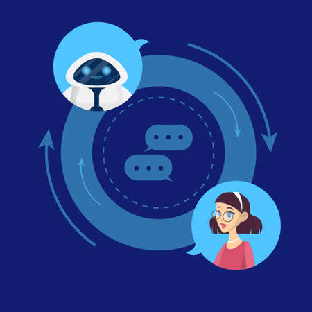 Communication with a chatbot concept. Customer serviceのイラスト素材