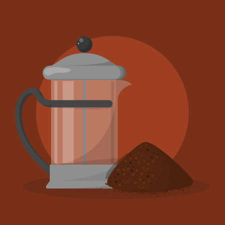 Empty french press made of glass. Kitchen utensilのイラスト素材