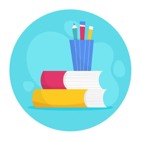 Stack of books, Idea of education and knowledge. Library concept. School literature. Vector illustration in cartoon styleのイラスト素材
