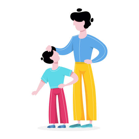 Father and son standing together. Dad and childのイラスト素材