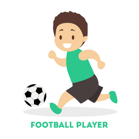 Little boy play football. Childplayer in sportのイラスト素材