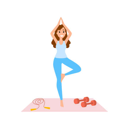 Woman doing yoga exercise. Meditation pose and bodyのイラスト素材