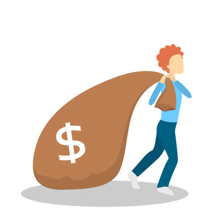 Man carrying big money bag. Idea of finance wealthのイラスト素材