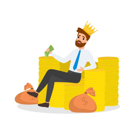 Businessman with money. Happy successfull man standのイラスト素材