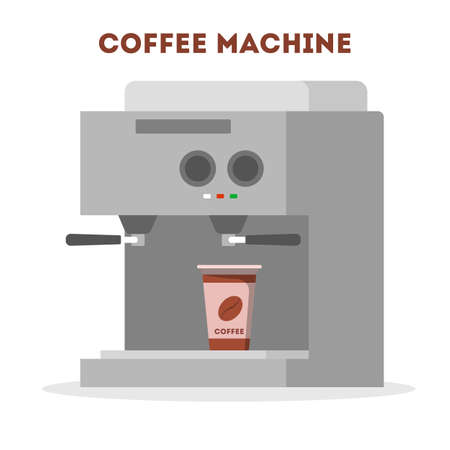 Coffee machine making hot tasty morning drinkのイラスト素材