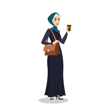 Arab business woman. Lady in a hijab standingのイラスト素材