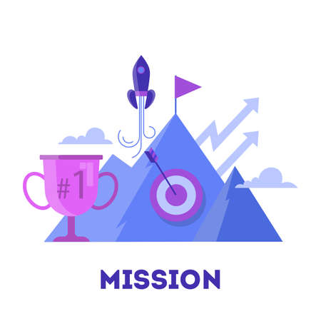 Business goal concept. Team mission. Idea of financial growth and achievement. Moving towards success. Isolated flat vector illustrationのイラスト素材