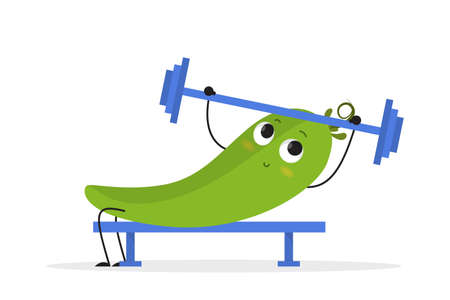 Pepper character doing sport exercise with barbellのイラスト素材