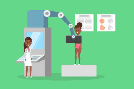 Woman making mammography to check the breastのイラスト素材