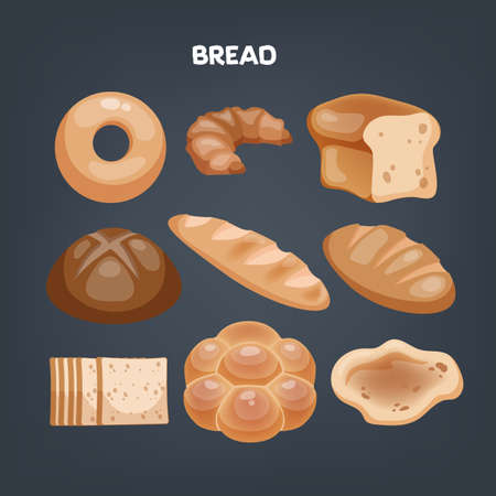 Bread symbol. Fresh bakery for breakfast. Healthyのイラスト素材