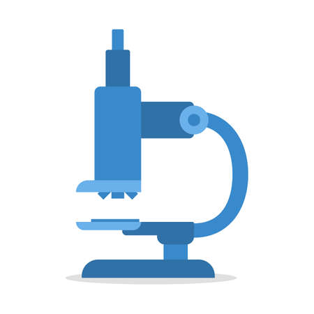 Microscope icon. Equipment for the medical research. Scientific tool for experiment and analysis. Isolated flat vector illustrationのイラスト素材