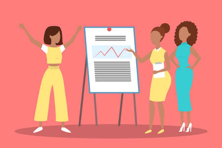 Woman making business presentation in front of groupのイラスト素材