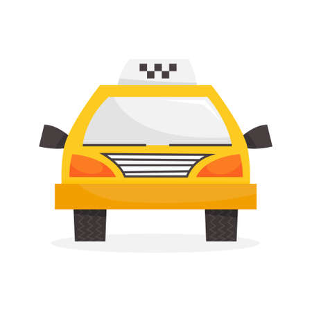 Yellow taxi car front view. Classic cab designのイラスト素材